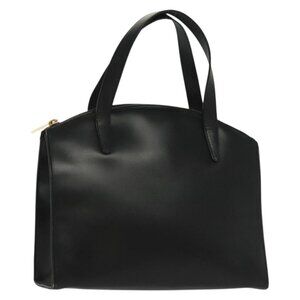 GUCCI Tote Bag Leather Gold Black Auth